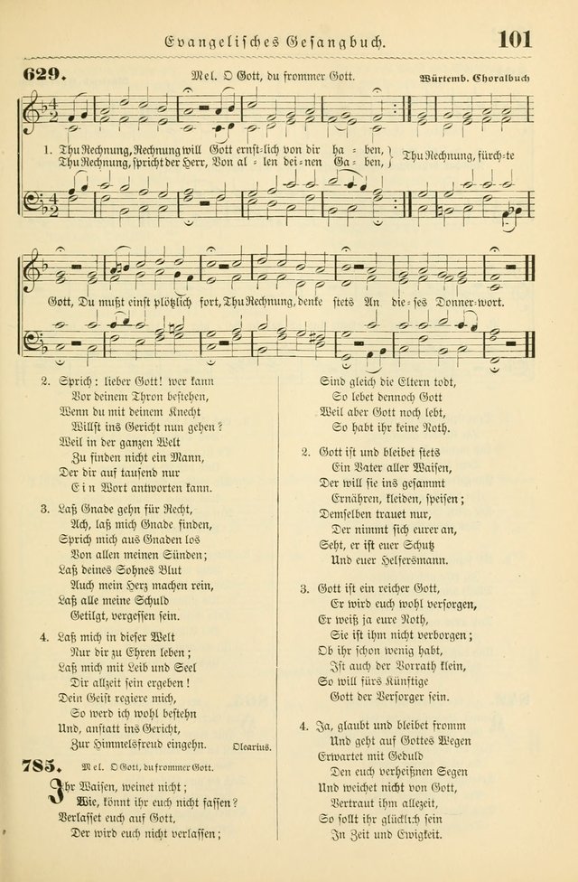 Evangelisches Gesangbuch mit vierstimmigen Melodien: für den öffentlichen und häuslichen Gottesdienst page 101