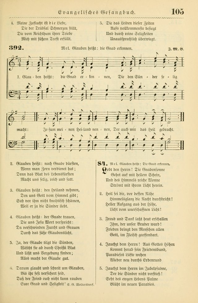 Evangelisches Gesangbuch mit vierstimmigen Melodien: für den öffentlichen und häuslichen Gottesdienst page 105