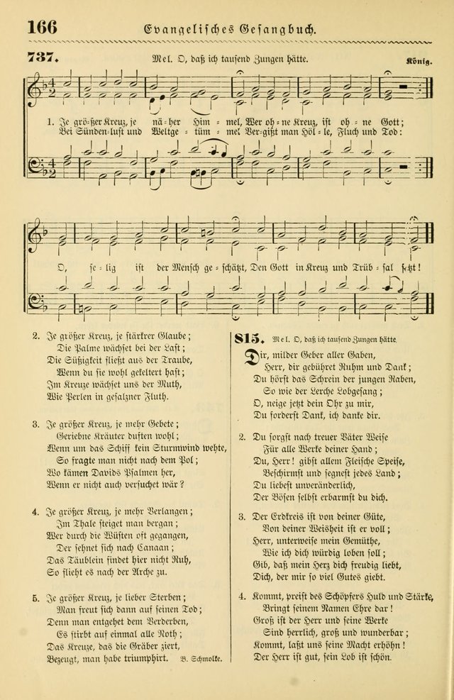 Evangelisches Gesangbuch mit vierstimmigen Melodien: für den öffentlichen und häuslichen Gottesdienst page 166