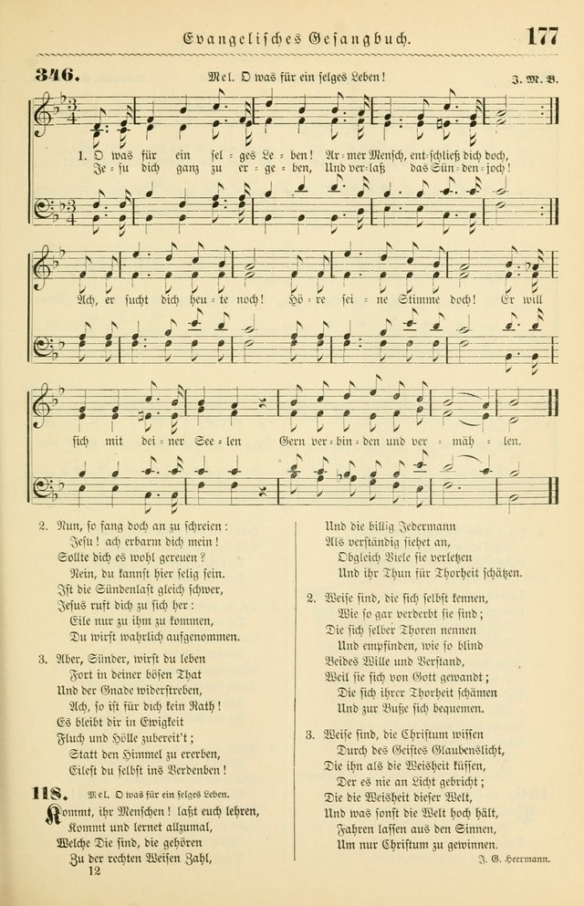 Evangelisches Gesangbuch mit vierstimmigen Melodien: für den öffentlichen und häuslichen Gottesdienst page 177