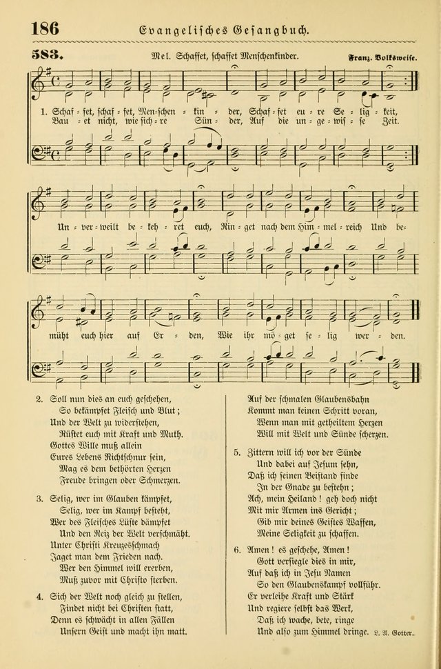 Evangelisches Gesangbuch mit vierstimmigen Melodien: für den öffentlichen und häuslichen Gottesdienst page 186