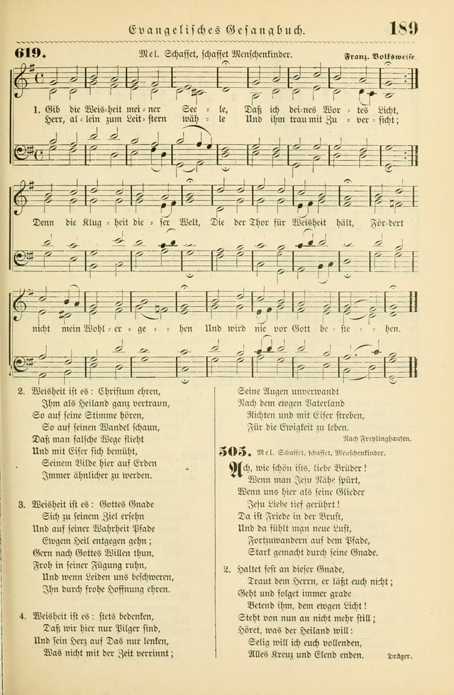 Evangelisches Gesangbuch mit vierstimmigen Melodien: für den öffentlichen und häuslichen Gottesdienst page 189