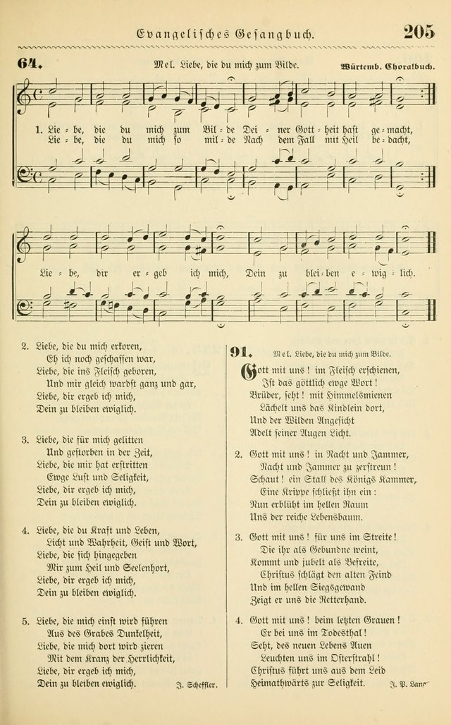 Evangelisches Gesangbuch mit vierstimmigen Melodien: für den öffentlichen und häuslichen Gottesdienst page 205