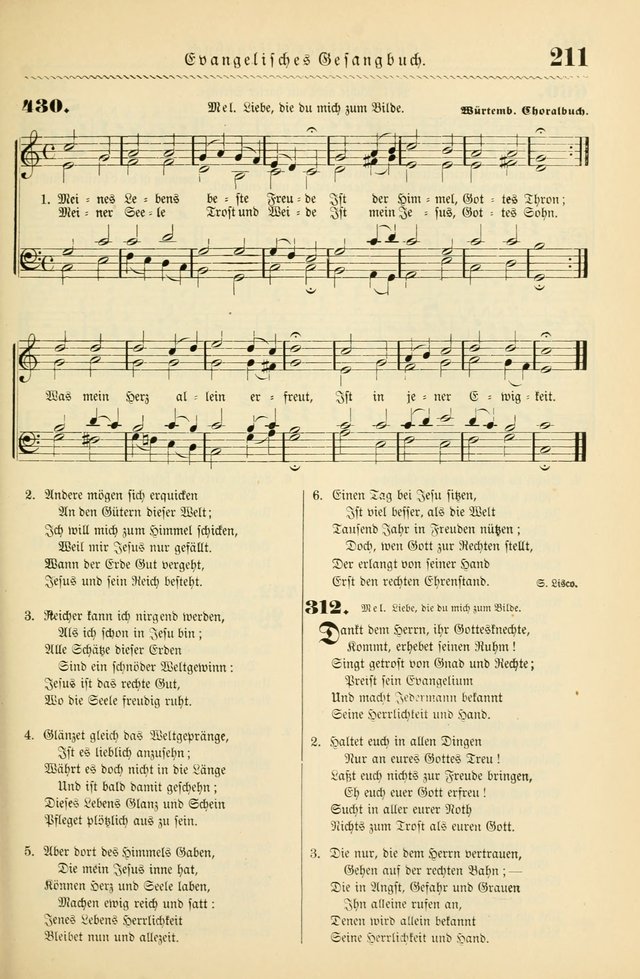 Evangelisches Gesangbuch mit vierstimmigen Melodien: für den öffentlichen und häuslichen Gottesdienst page 211