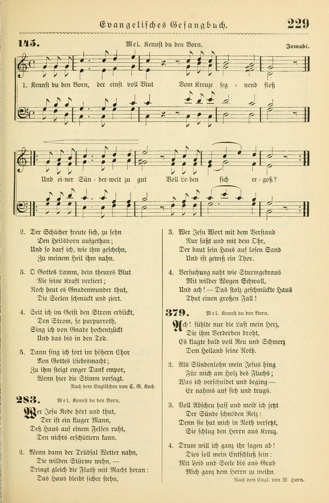 Evangelisches Gesangbuch mit vierstimmigen Melodien: für den öffentlichen und häuslichen Gottesdienst page 229