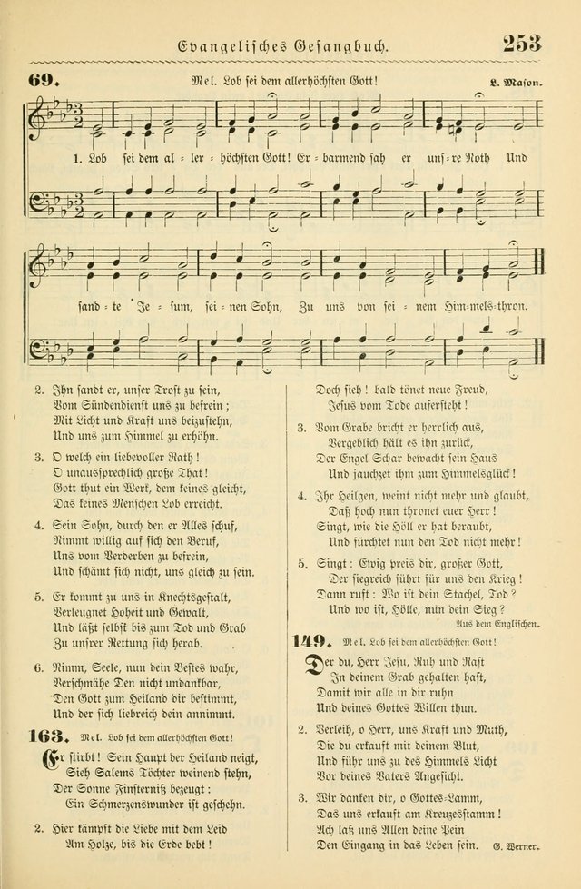 Evangelisches Gesangbuch mit vierstimmigen Melodien: für den öffentlichen und häuslichen Gottesdienst page 253