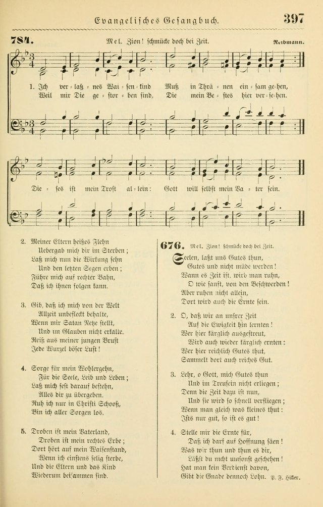 Evangelisches Gesangbuch mit vierstimmigen Melodien: für den öffentlichen und häuslichen Gottesdienst page 397