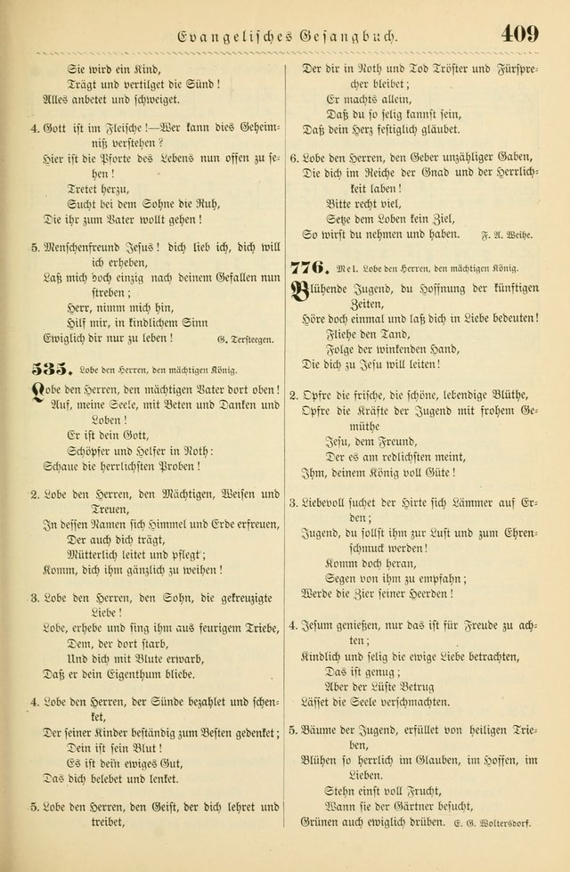 Evangelisches Gesangbuch mit vierstimmigen Melodien: für den öffentlichen und häuslichen Gottesdienst page 409