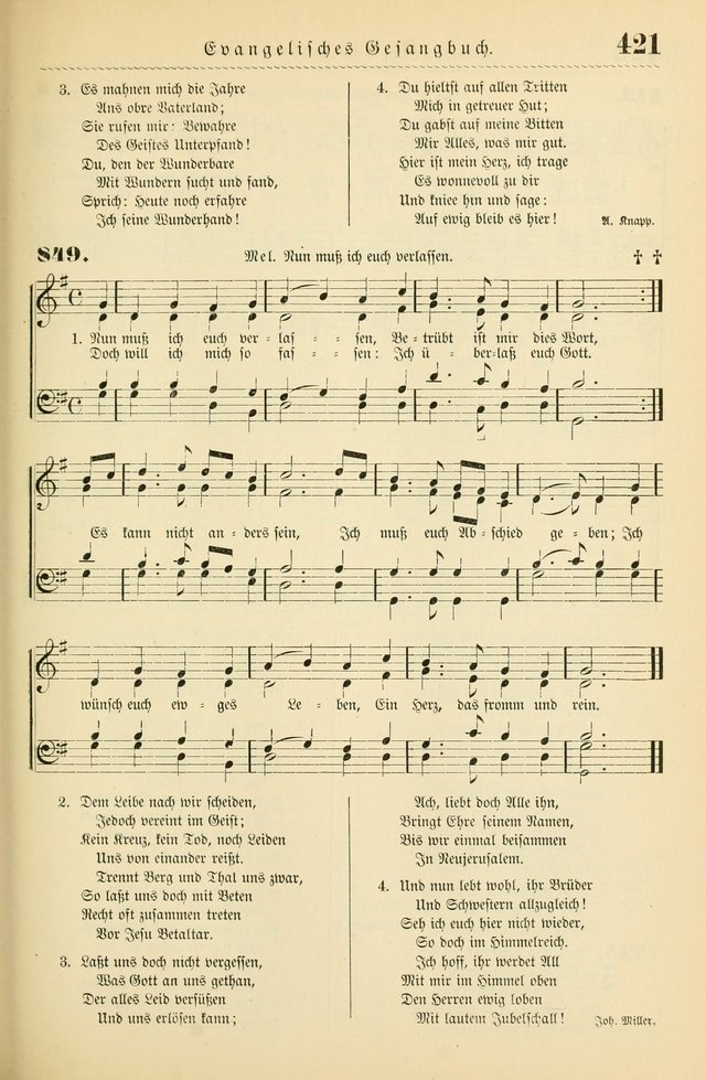 Evangelisches Gesangbuch mit vierstimmigen Melodien: für den öffentlichen und häuslichen Gottesdienst page 421