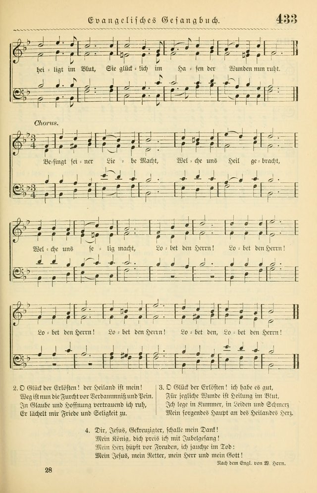 Evangelisches Gesangbuch mit vierstimmigen Melodien: für den öffentlichen und häuslichen Gottesdienst page 433