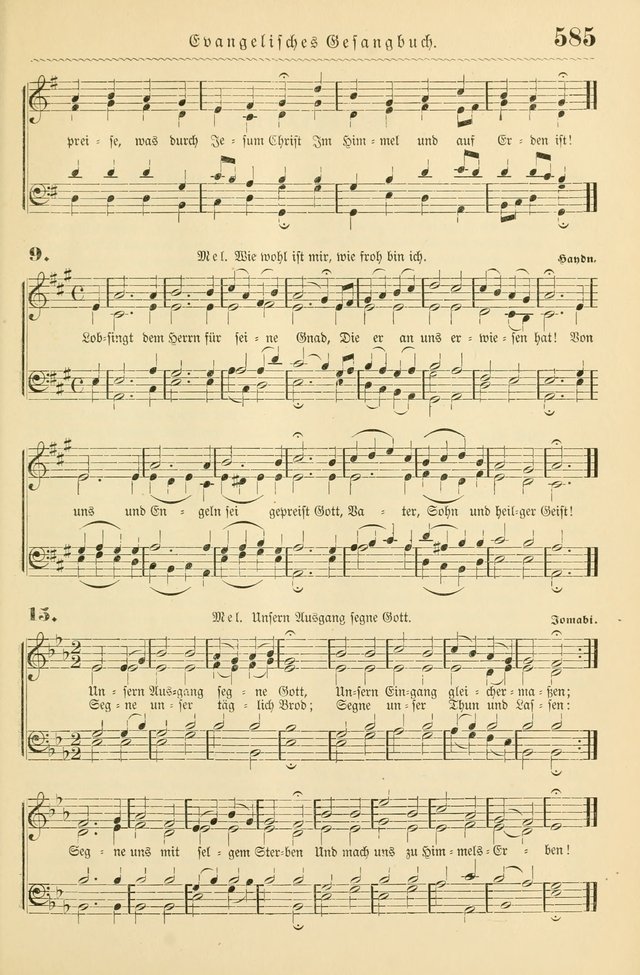Evangelisches Gesangbuch mit vierstimmigen Melodien: für den öffentlichen und häuslichen Gottesdienst page 585