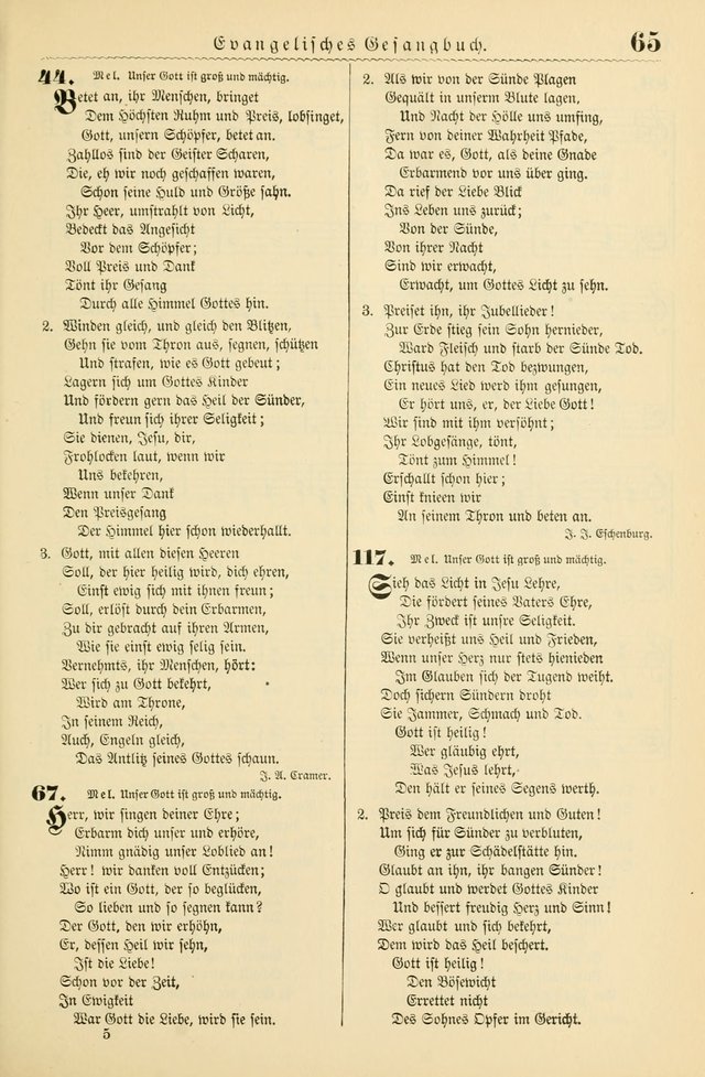 Evangelisches Gesangbuch mit vierstimmigen Melodien: für den öffentlichen und häuslichen Gottesdienst page 65