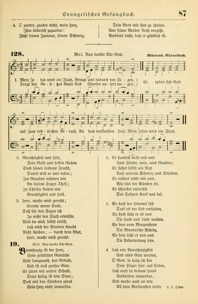Evangelisches Gesangbuch mit vierstimmigen Melodien: für den öffentlichen und häuslichen Gottesdienst page 87
