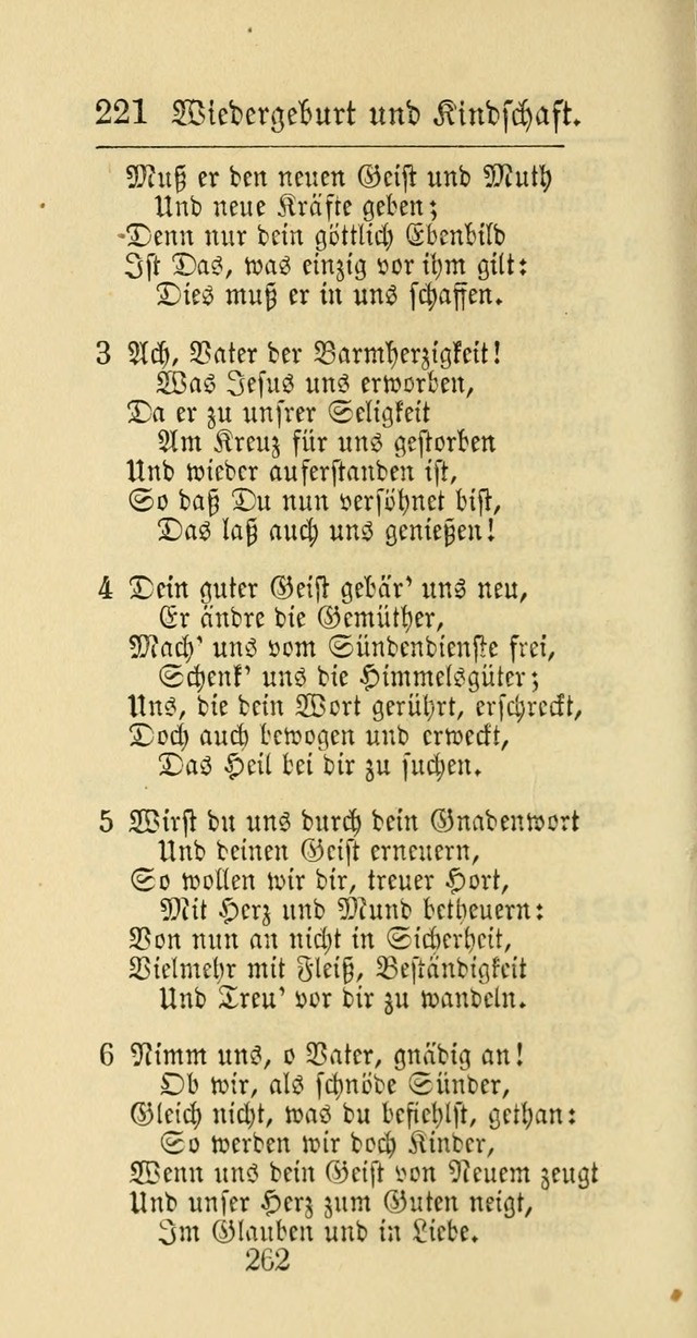 Evangelisches Gesangbuch: oder eine sammlung geistreicher lieder zum gebrauch der Evangelischen Gemeinschaft und aller heilsuchenden seelen page 262