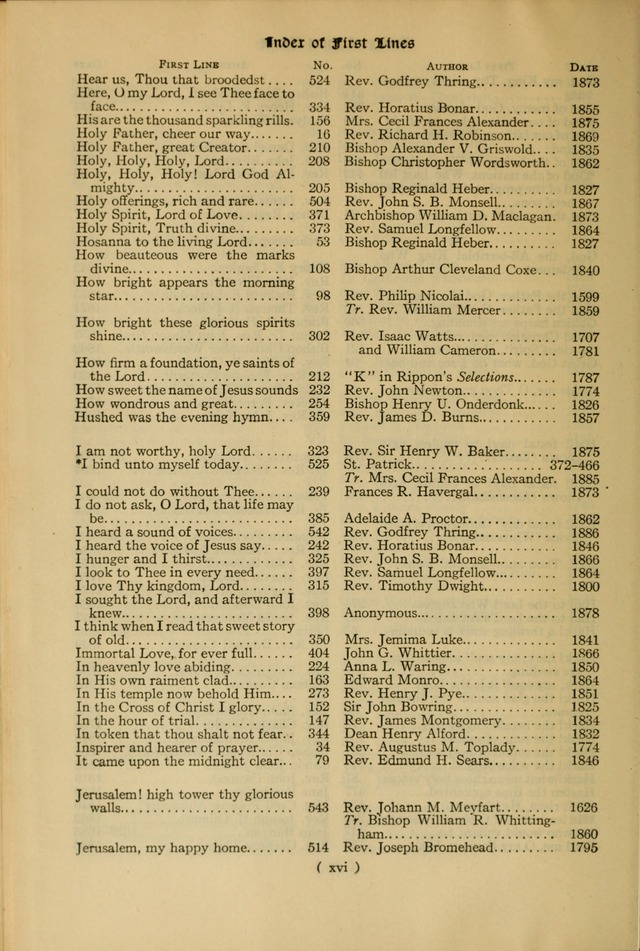 The Hymnal: as authorized and approved by the General Convention of the Protestant Episcopal Church in the United States of America in the year of our Lord 1916 page 16