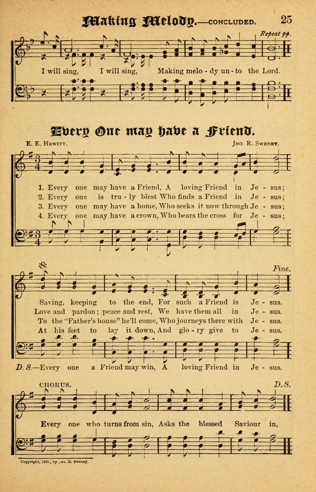 The Emory Hymnal No. 2: sacred hymns and music for use in public worship, Sunday-schools, social meetings and family worship page 25