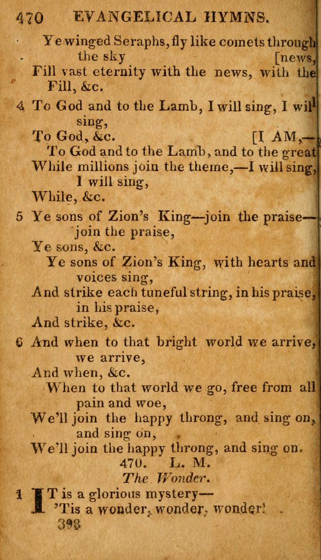 Evangelical Hymns: for private, family, social, and public worship; selected from various authors (3rd ed. enl.) page 398