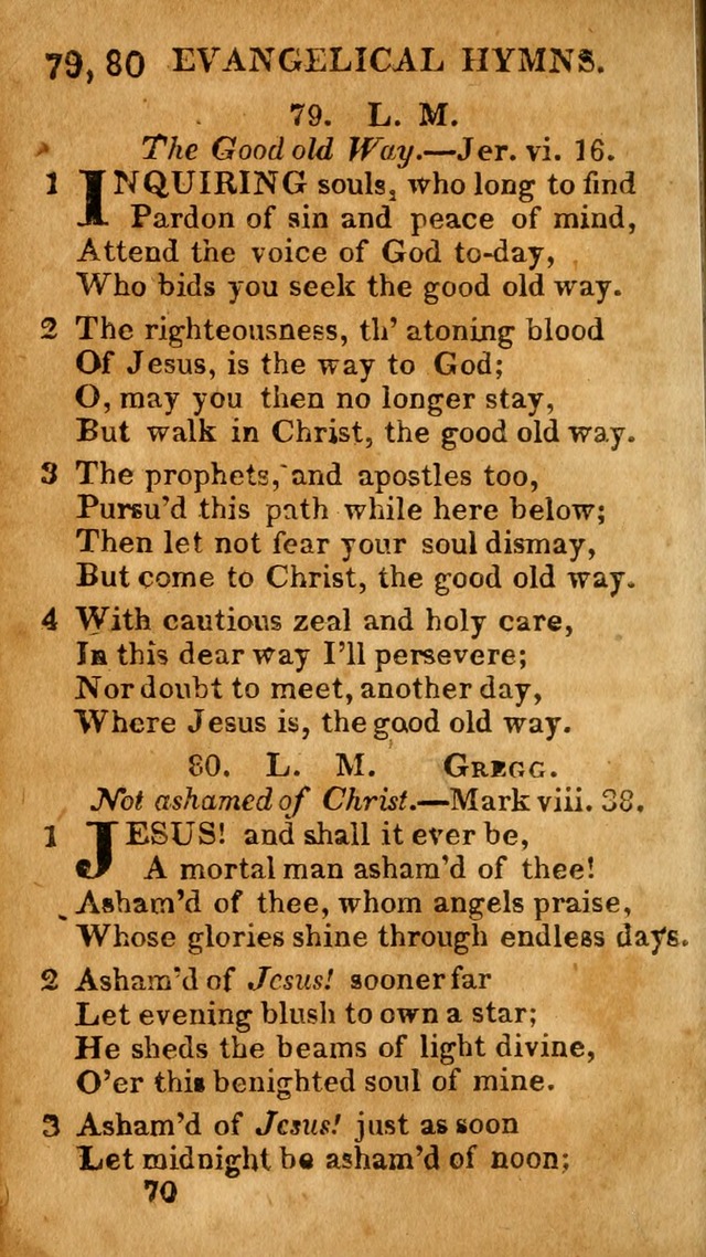 Evangelical Hymns: for private, family, social, and public worship; selected from various authors (3rd ed. enl.) page 70