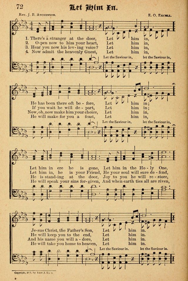The Emory Hymnal: a collection of sacred hymns and music for use in public worship, Sunday-schools, social meetings and family worship page 72