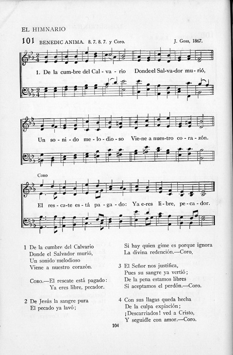 El Himnario para el uso de las Iglesias Evangelicas de Habla Espanola en Todo el Mundo page 104
