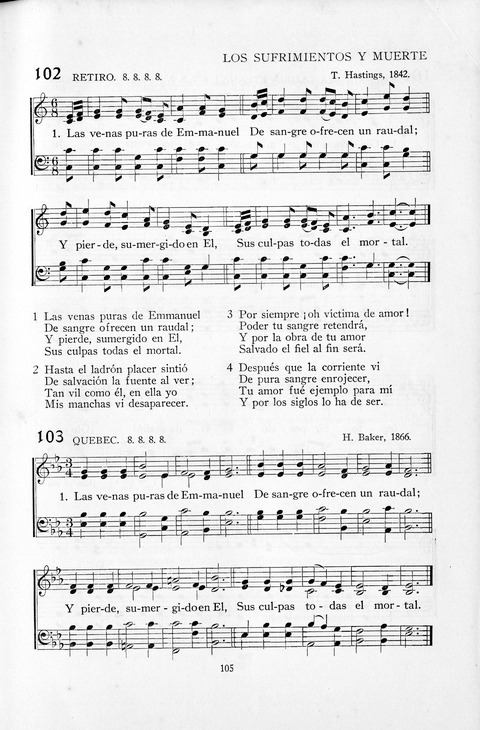 El Himnario para el uso de las Iglesias Evangelicas de Habla Espanola en Todo el Mundo page 105