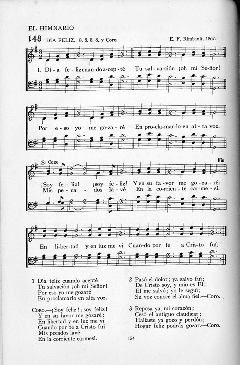 El Himnario para el uso de las Iglesias Evangelicas de Habla Espanola en Todo el Mundo page 154