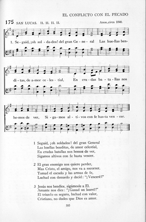 El Himnario para el uso de las Iglesias Evangelicas de Habla Espanola en Todo el Mundo page 185