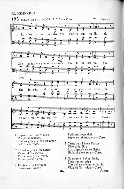 El Himnario para el uso de las Iglesias Evangelicas de Habla Espanola en Todo el Mundo page 206