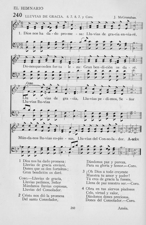 El Himnario para el uso de las Iglesias Evangelicas de Habla Espanola en Todo el Mundo page 260