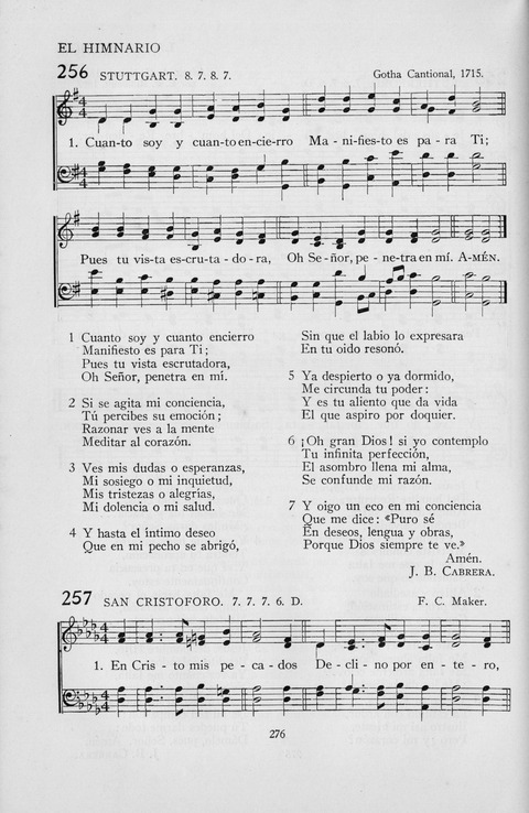 El Himnario para el uso de las Iglesias Evangelicas de Habla Espanola en Todo el Mundo page 276