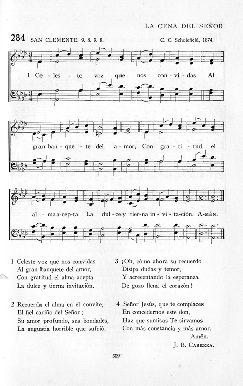 El Himnario para el uso de las Iglesias Evangelicas de Habla Espanola en Todo el Mundo page 309