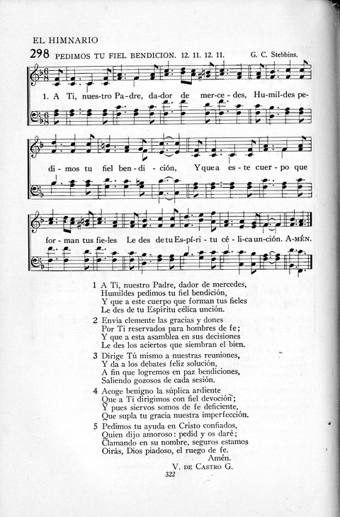 El Himnario para el uso de las Iglesias Evangelicas de Habla Espanola en Todo el Mundo page 322