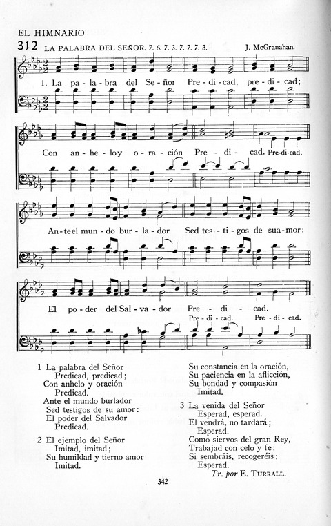 El Himnario para el uso de las Iglesias Evangelicas de Habla Espanola en Todo el Mundo page 342