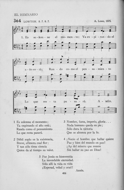El Himnario para el uso de las Iglesias Evangelicas de Habla Espanola en Todo el Mundo page 406