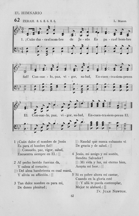 El Himnario para el uso de las Iglesias Evangelicas de Habla Espanola en Todo el Mundo page 62