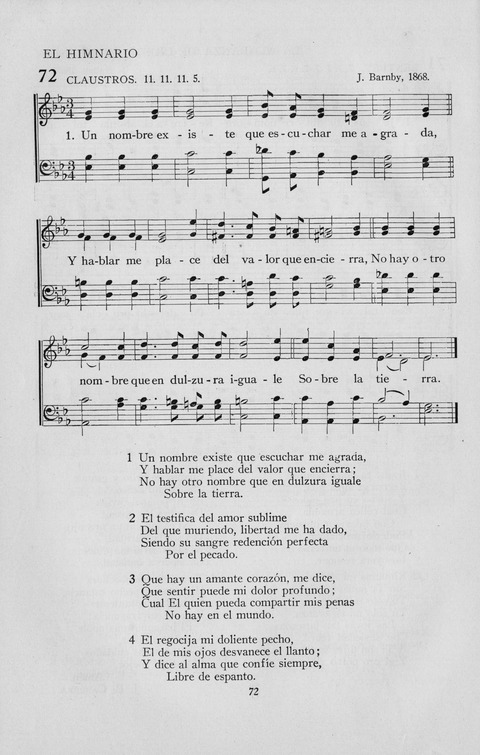 El Himnario para el uso de las Iglesias Evangelicas de Habla Espanola en Todo el Mundo page 72