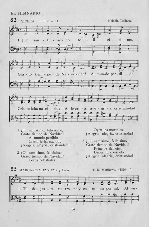 El Himnario para el uso de las Iglesias Evangelicas de Habla Espanola en Todo el Mundo page 84