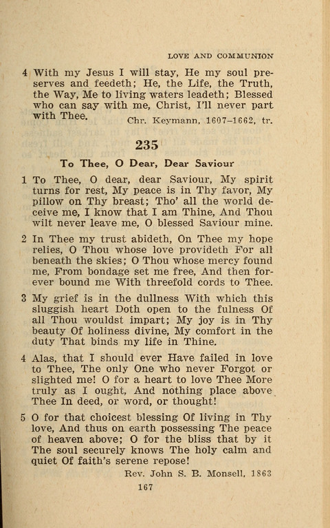 The Evangelical Hymnal. Text edition page 167