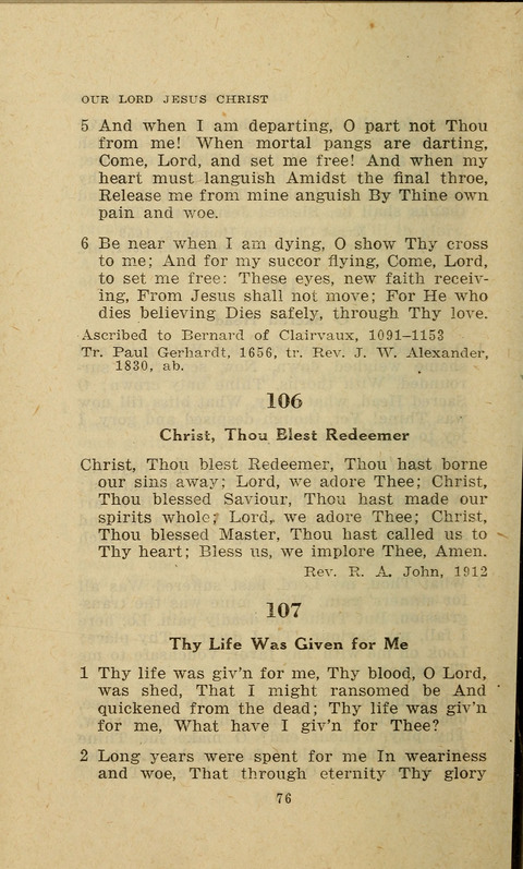The Evangelical Hymnal. Text edition page 76