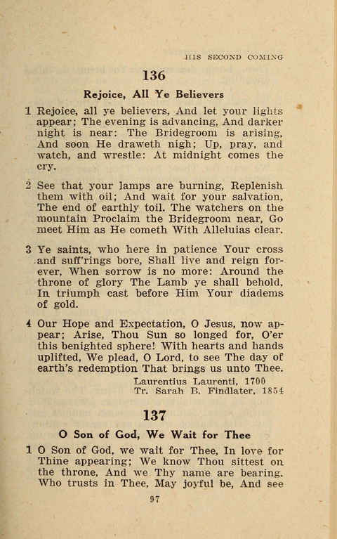 The Evangelical Hymnal. Text edition page 97