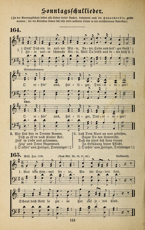 Evangelischer Liederschatz: eine Auswahl der bekanntesten Kernlieder für Sonntags-Schule, Vereine und Gottesdienste (2. Auflage) page 112