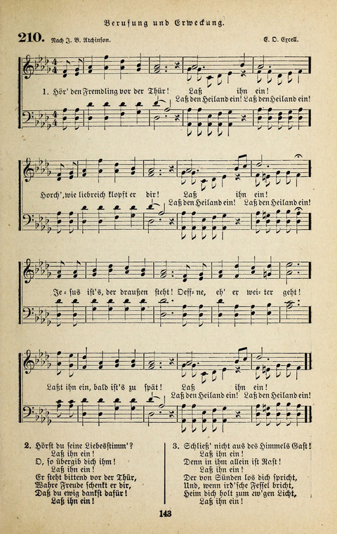 Evangelischer Liederschatz: eine Auswahl der bekanntesten Kernlieder für Sonntags-Schule, Vereine und Gottesdienste (2. Auflage) page 143