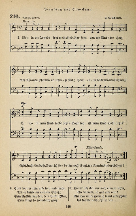 Evangelischer Liederschatz: eine Auswahl der bekanntesten Kernlieder für Sonntags-Schule, Vereine und Gottesdienste (2. Auflage) page 148