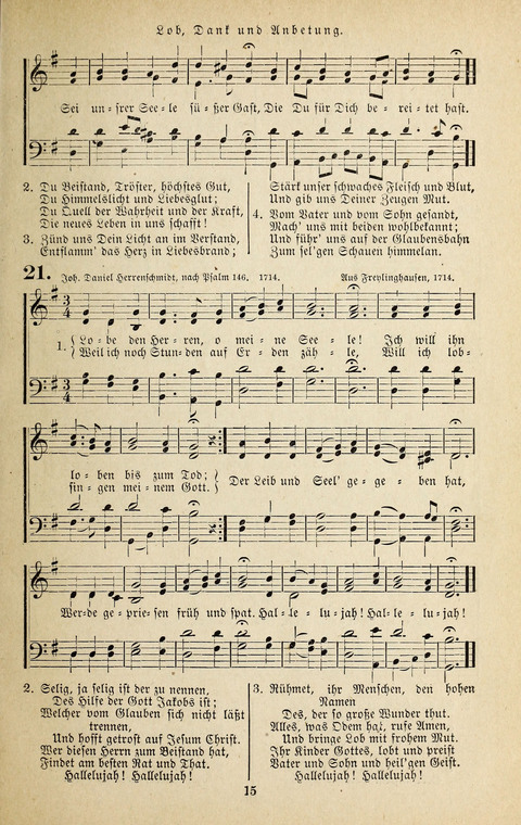 Evangelischer Liederschatz: eine Auswahl der bekanntesten Kernlieder für Sonntags-Schule, Vereine und Gottesdienste (2. Auflage) page 15