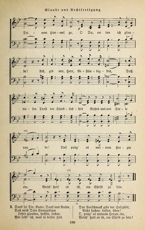 Evangelischer Liederschatz: eine Auswahl der bekanntesten Kernlieder für Sonntags-Schule, Vereine und Gottesdienste (2. Auflage) page 169