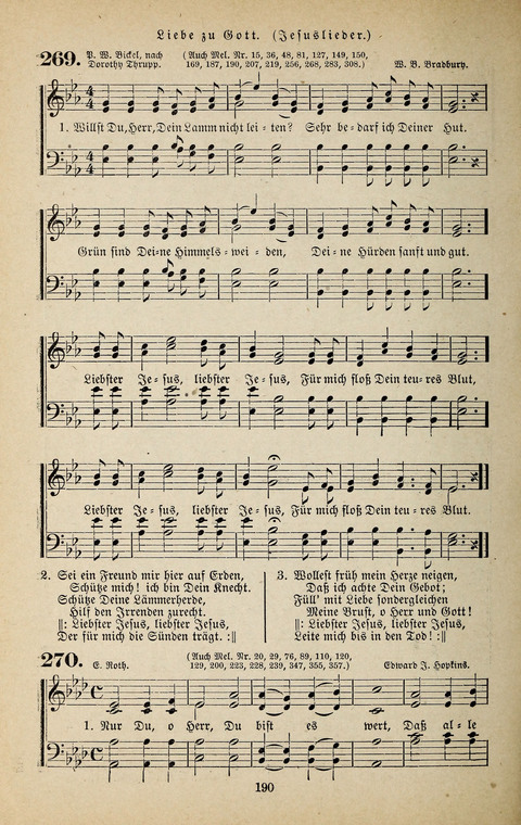 Evangelischer Liederschatz: eine Auswahl der bekanntesten Kernlieder für Sonntags-Schule, Vereine und Gottesdienste (2. Auflage) page 190