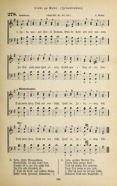Evangelischer Liederschatz: eine Auswahl der bekanntesten Kernlieder für Sonntags-Schule, Vereine und Gottesdienste (2. Auflage) page 195