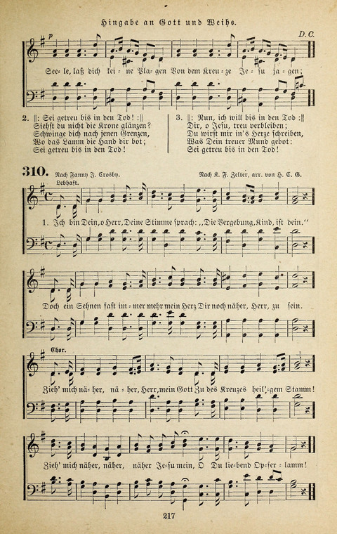 Evangelischer Liederschatz: eine Auswahl der bekanntesten Kernlieder für Sonntags-Schule, Vereine und Gottesdienste (2. Auflage) page 217