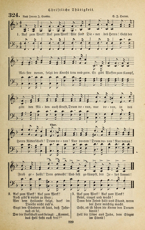 Evangelischer Liederschatz: eine Auswahl der bekanntesten Kernlieder für Sonntags-Schule, Vereine und Gottesdienste (2. Auflage) page 229