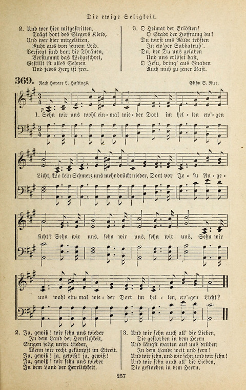 Evangelischer Liederschatz: eine Auswahl der bekanntesten Kernlieder für Sonntags-Schule, Vereine und Gottesdienste (2. Auflage) page 257